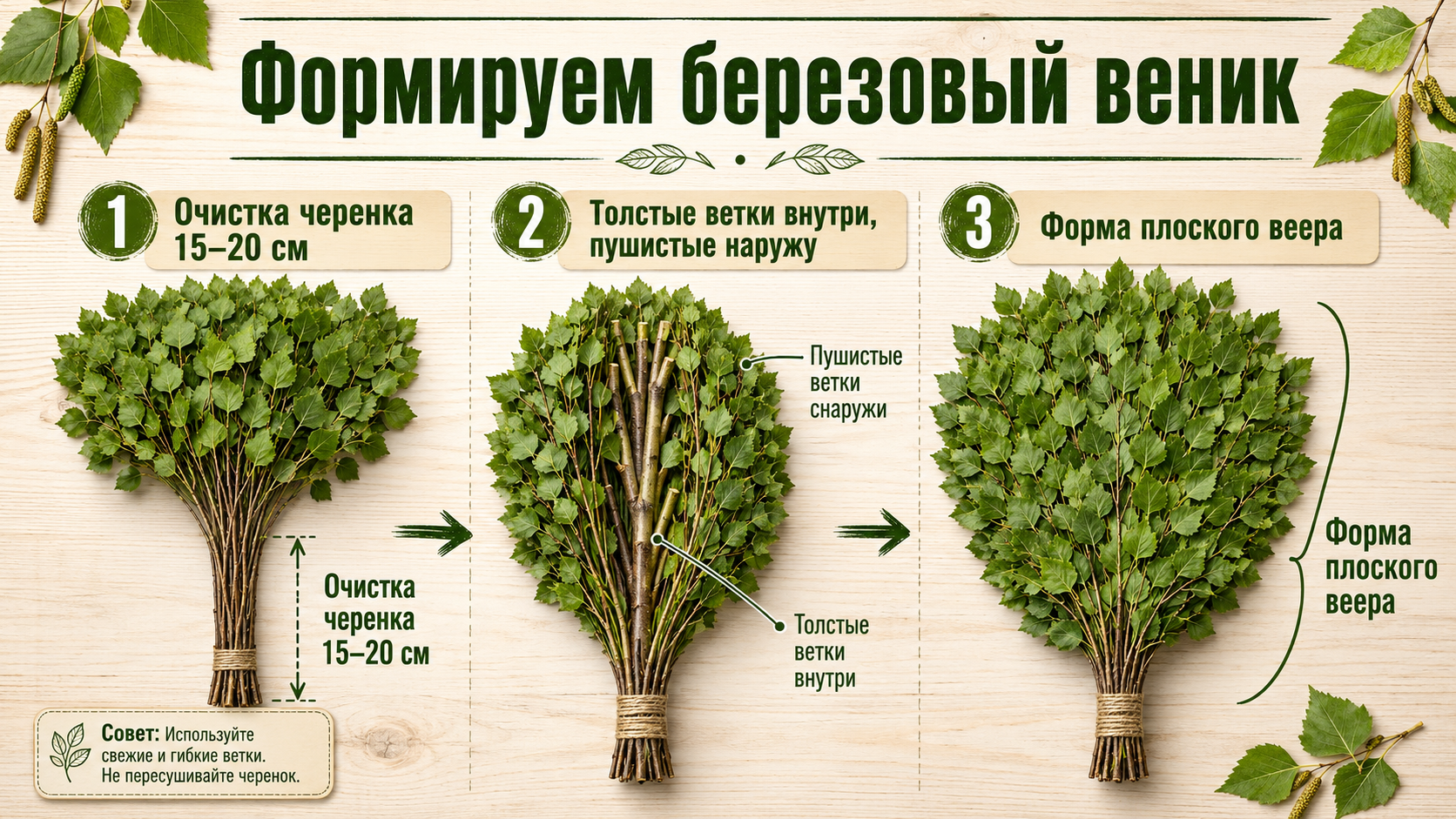 Как вязать веник из березы