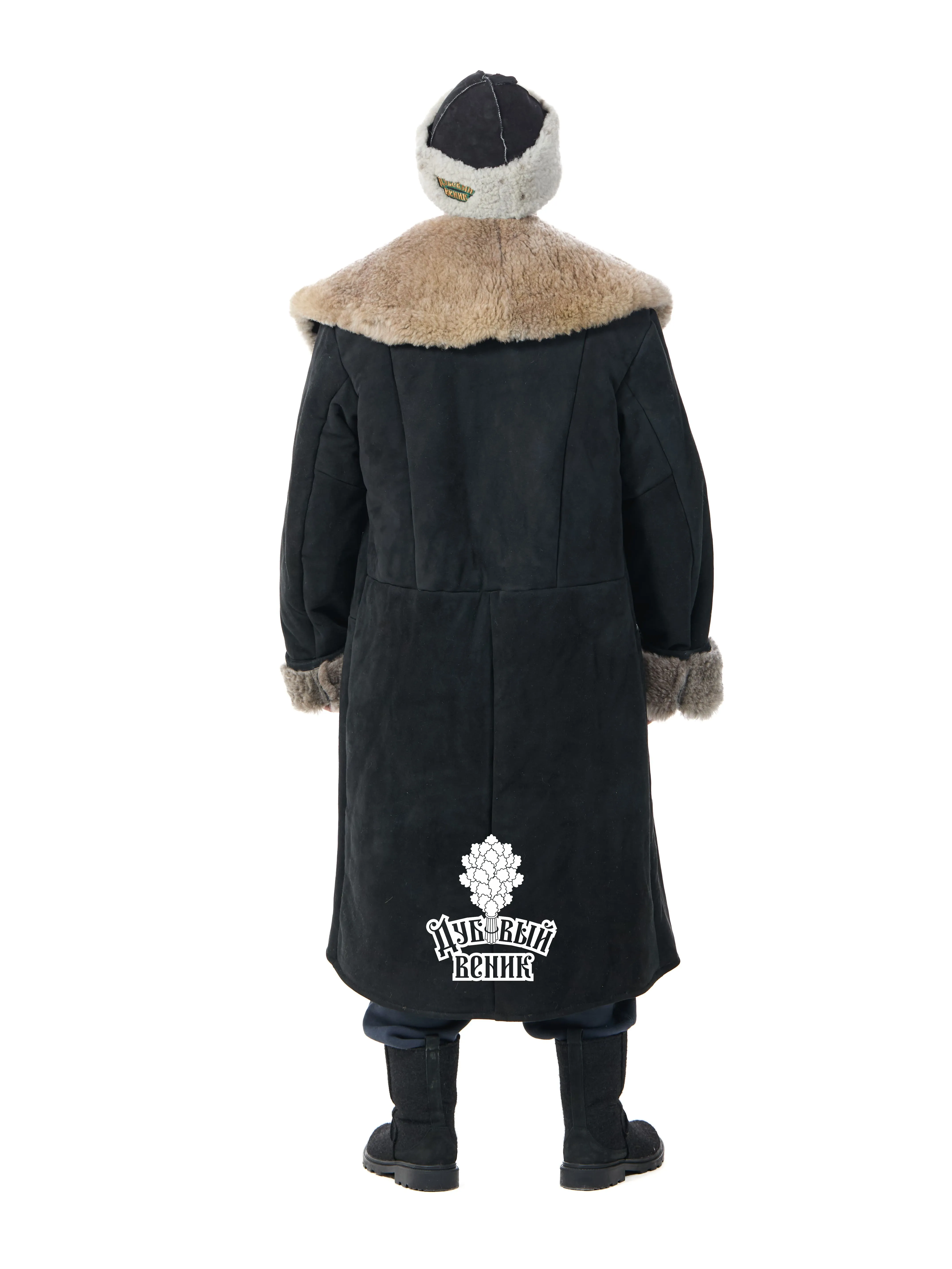 Тулуп из овчины банный ПРЕМИУМ, черный