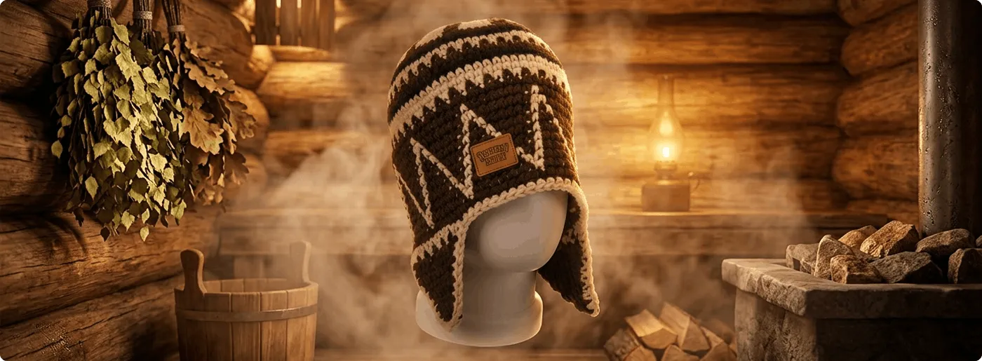Вязаные шапки для бани