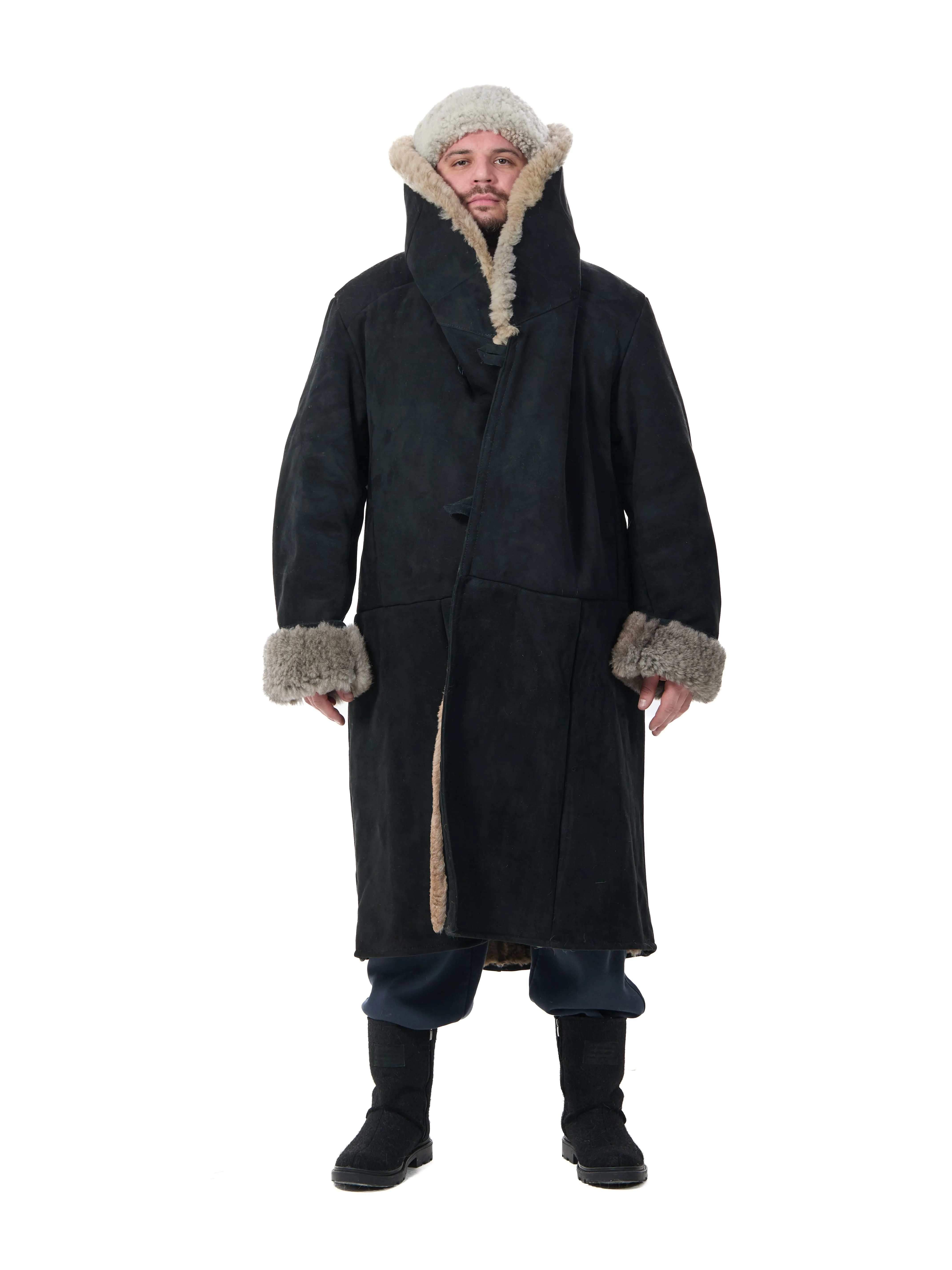 Тулуп из овчины банный ПРЕМИУМ, черный