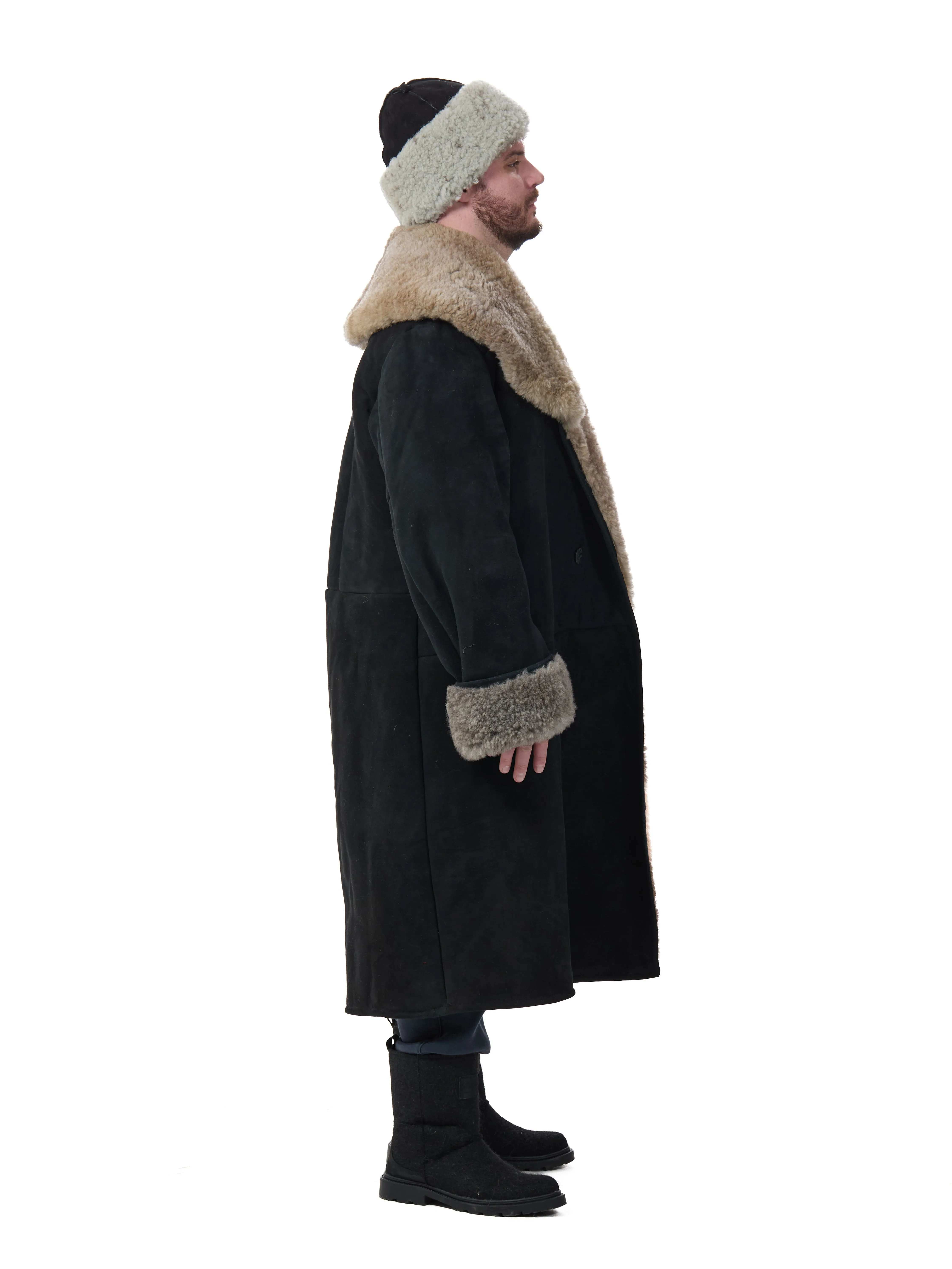 Тулуп из овчины банный ПРЕМИУМ, черный